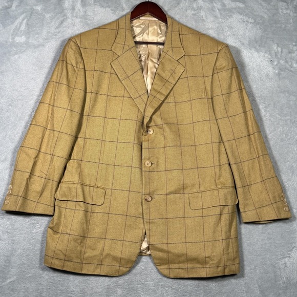 Isaia Napoli Sport Coat Mens 46R Gold Tan Cotton Blazer Made in Italy 23